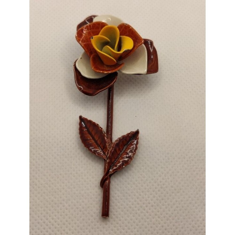 Coated Metal Rose Brooch